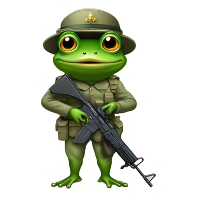 frog in military uniform with ak-47 sticker