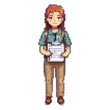 pixel art of a coach holding a clipboard, simple style sticker
