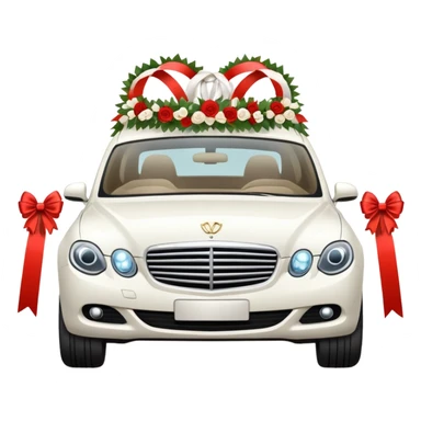 luxury car with wedding decorations, horizontal sticker