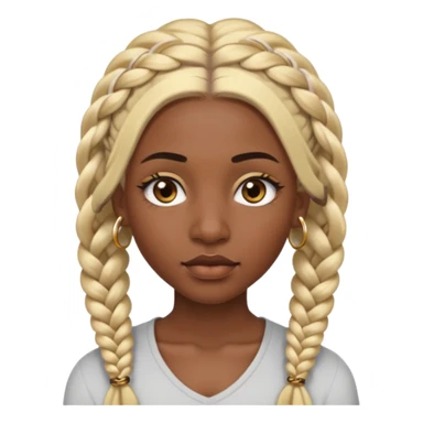 A dark-skinned woman with long blonde hair styled into two thick braids. She has large golden-brown eyes and arched eyebrows. Her face is decorated with piercings: a silver eyebrow ring, a nose stud, and a lip ring. sticker