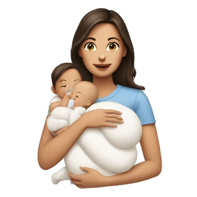 Brunette holding four white babies sticker