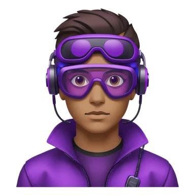 Cyberpunk man head 3d puruple cyber VR -glasses sticker