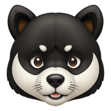 Black, wide, Akita dog head, bear like, with pointy ears  sticker