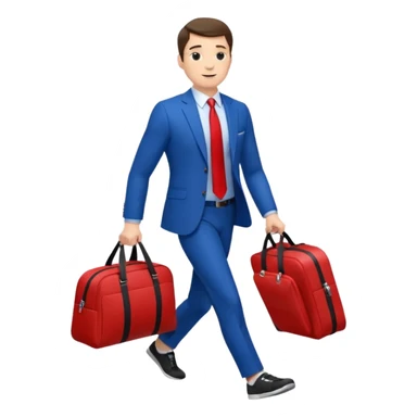 business man in a blue suit and red tie carry exercise sticker