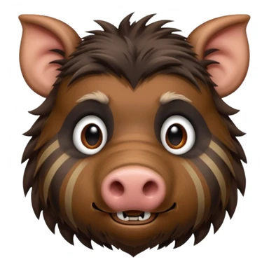 cute hairy boar, dark brown with stripes  sticker