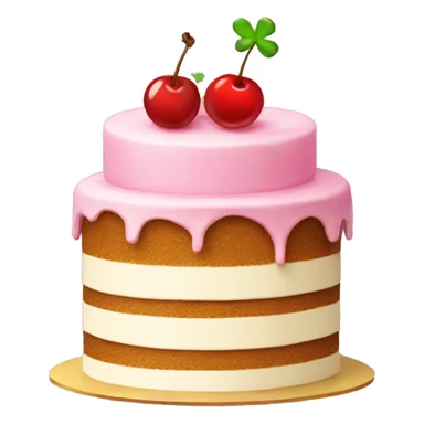 a cake with clover, cherry, star, bubbles, glitter sticker