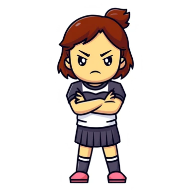 Upset girl crossing her arms with angry expression sticker
