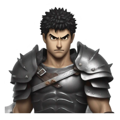 angry berserk guts carrying a huge sword on his shoulder framed on his bust sticker
