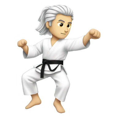 karate kick white man long black hair sticker