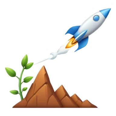 Minimalist emoji of a growth graph. The rising line forms a smooth trail, ending with a small rocket taking off sticker