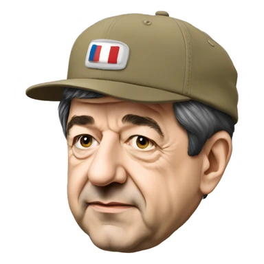 Jean Luc Mélenchon avec une casquette derrière un ordinateur  sticker
