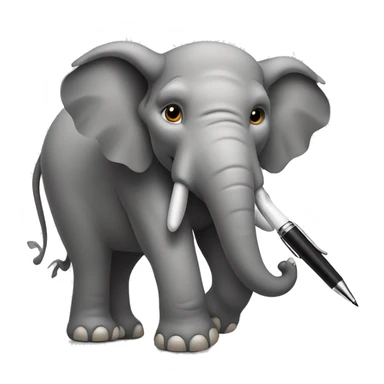 An elephant with claws and a sharp teeth and a pen sticker