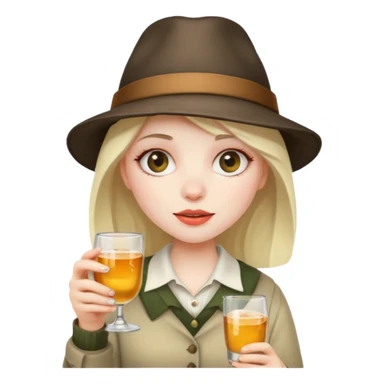 Ugly drunk girl with a hat and a glass sticker