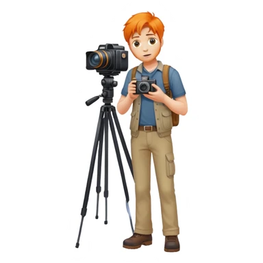 orange hair full body man with camera standing sticker