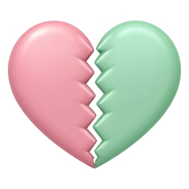 A half pastel green half pastel pink heart sticker