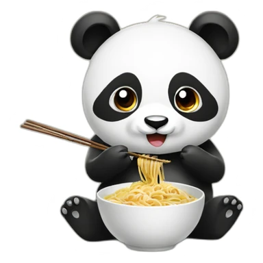panda eating noodles with chopsticks sticker