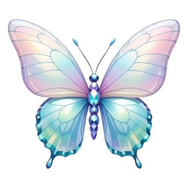 Pastel white iridescent glass crystal butterfly sticker