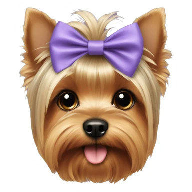 yorkie wearing a bow sticker