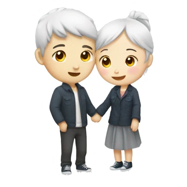 Hug kiss asia male and female white skin sticker