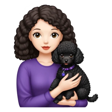 Beautiful girl holding a black toy poodle sticker