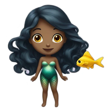 little-mermaid poisson noir girl sticker