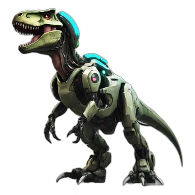 Tyrannosaurus Mech Warrior，full body，upward view，cyberpunk style sticker