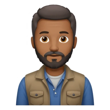 give my dad a grandpa look but beard mixed with grey and black , very low hair on head brown in complexion, casual clothes sticker