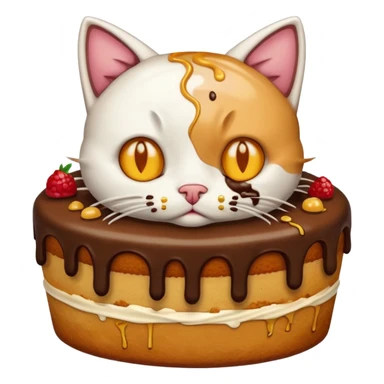 Cat vomiting because of eating cake sticker