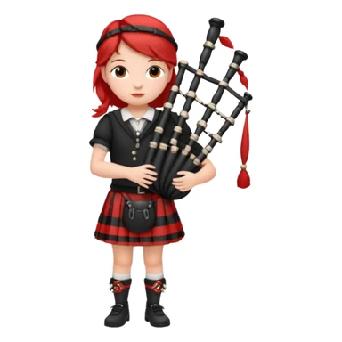 scotch girl playing bagpipe full body red black striped skirt sticker