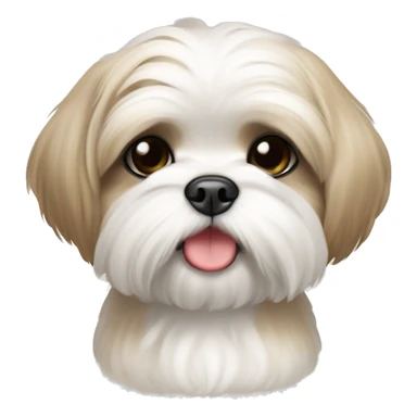 white and beige shih tzu maltese puppy with upright pointy ears sticker