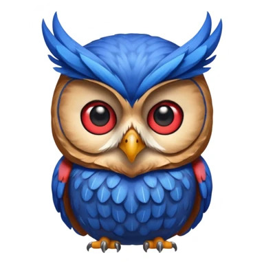 Quiero un búho con una camiseta azul y el medio que diga una u gigante y roja sticker