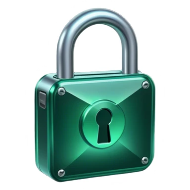 Holographic and glassmorphic dark green lock sticker