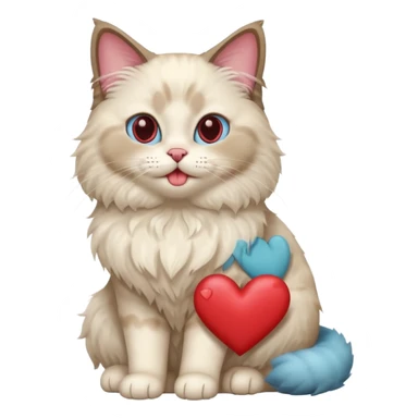 Full body ragdoll Cat with love heart eyes and mouth open sticker
