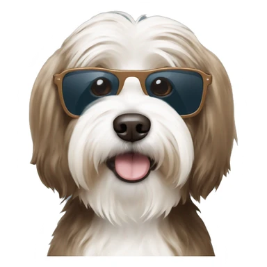 brown and white havanese wearing sunglasses sticker