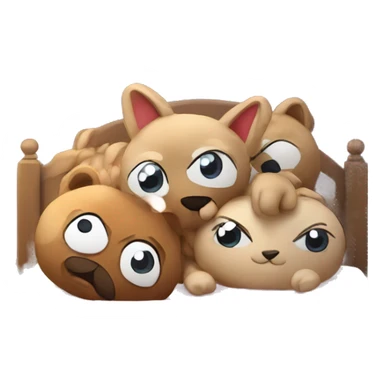 stuffed animals having a sleepover in beds sticker