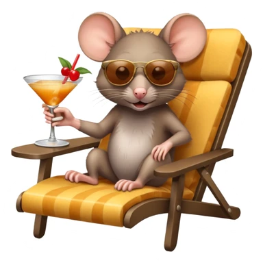 Rat in a lounge chair with a cocktail sticker