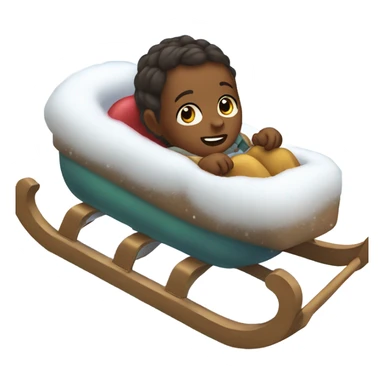 baby getting pulled on a sled in the snow sticker
