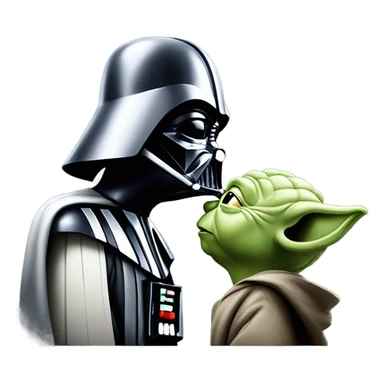 Darth Vader kissing Yoda ￼ sticker