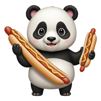 panda holding single hotdog sticker