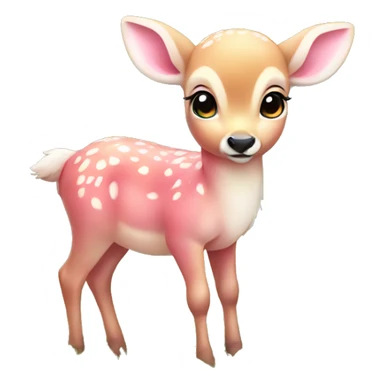 cute pink baby deer standing eating grass sticker