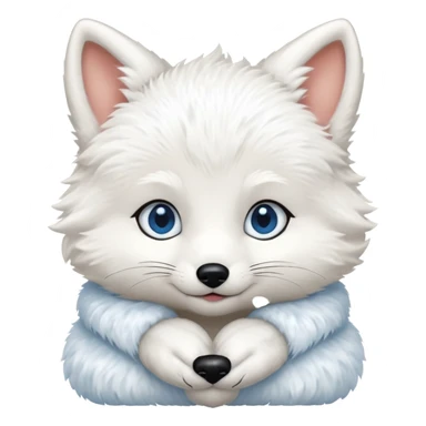 a white baby fox with blue eyes emoji sticker