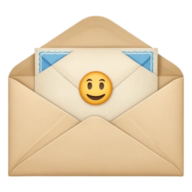 an open beige envelope with a letter sticking out of it sticker