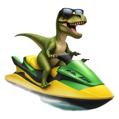t rex wearing sunglasses riding a jetski sticker