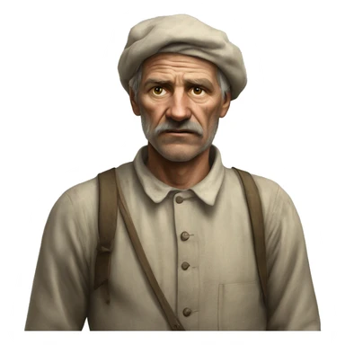 peasant in an old shirt during the 1917 revolution in russia photorealistic serious sticker