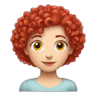 Red curly haired white girl with love and hearts sticker