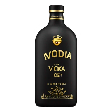 High and slim Black Matt bottle of Vodka with golden letters deluxe sticker