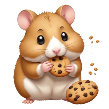 Hamster eating cookies with crumbs falling from his mouth sticker