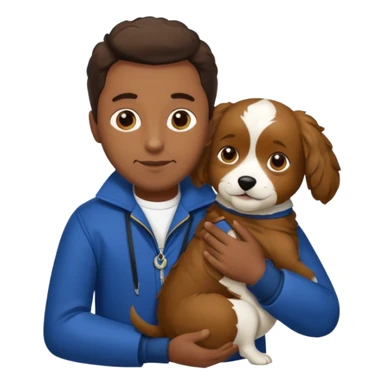 Garoto fofo de cabelo castanho comprido usando uma jaqueta vermelha abraçando um cachorro pastor alemão  sticker