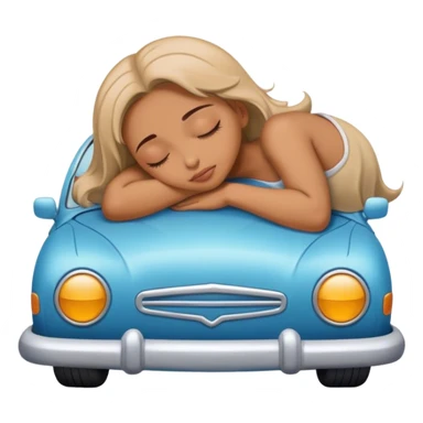 Girl sleeping on car sticker