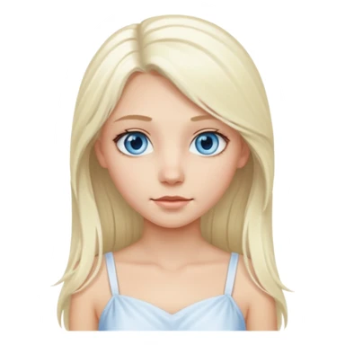 platinum blonde girl with long hair and forelocks, blue eyes. sticker